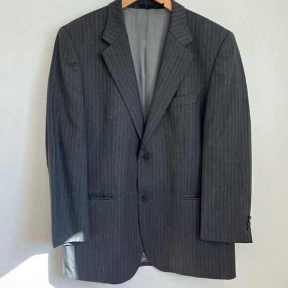 Zara Men’s 46R Classic Cut Wool Blend Grey Pinstripe Suit Jacket Coat 2 Button - Picture 1 of 9